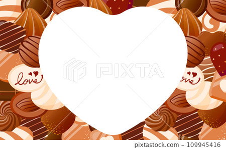 Valentine's Day frame with Valentine chocolate inspired background and heart copy space 109945416