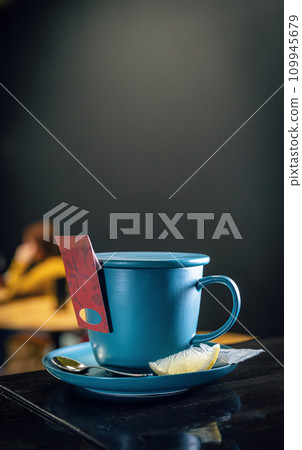 Cup of tea with tea bag 109945679