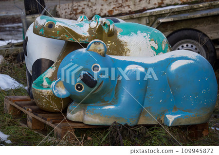 abandoned playground toys in junkyard abandoned playground toys in junkyard 109945872