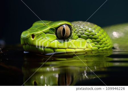 a close up of a snake swim in a tank of water. generative ai a close up of a snake swim in a tank of water. generative ai 109946226