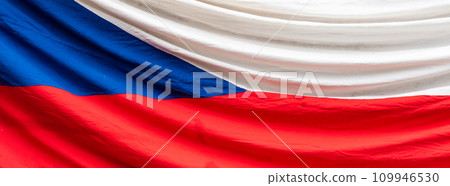 Flag of Czechia hanging on the wall. 109946530
