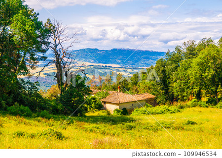 Remote rural house in green Tuscan landscape, Italy Remote rural house in green Tuscan landscape, Italy 109946534