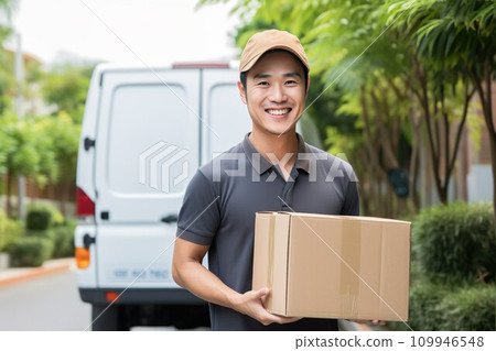 拿著紙箱的男性送貨員07 拿著紙箱的男性送貨員07 109946548