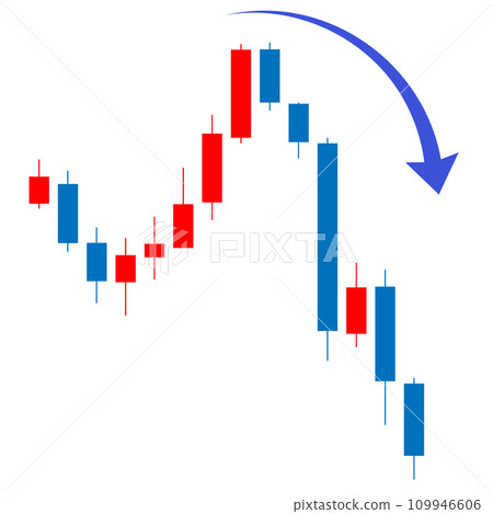 Declining candlestick chart. Investment image material. 109946606