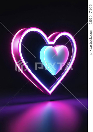Heart shape neon light on dark background. 109947166