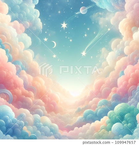 美麗的雲彩和星星月亮背景圖 109947657
