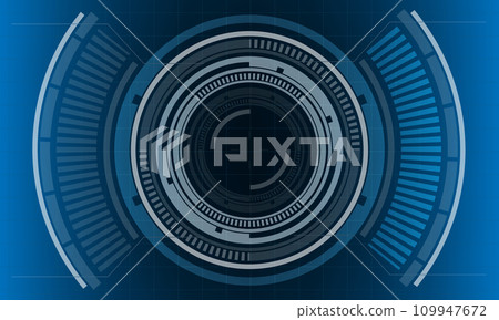 HUD sci-fi circle interface screen view white geometric design virtual reality futuristic technology creative display on blue vector HUD sci-fi circle interface screen view white geometric design virtual reality futuristic technology creative display on blue vector 109947672