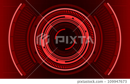 HUD sci-fi circle interface screen view white geometric design virtual reality futuristic technology creative display on red vector HUD sci-fi circle interface screen view white geometric design virtual reality futuristic technology creative display on red vector 109947673