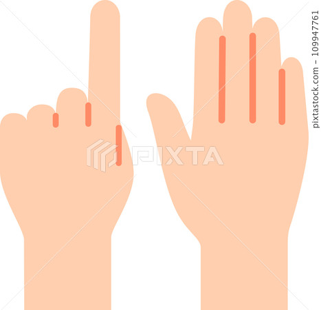 Hand with index finger raised and hand with extended finger Hand with index finger raised and hand with extended finger 109947761