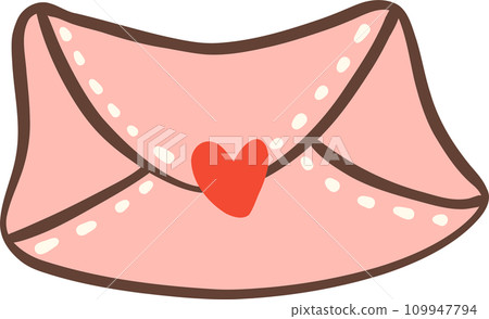 Cute pink love mail with heart Valentine illustration. Cute pink love mail with heart Valentine illustration. 109947794