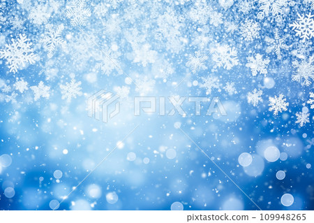 Winter background with snowflakes and bokeh. AI content 109948265
