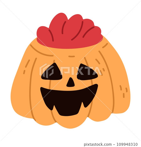 Cute Halloween Pumpkin Set. Smiling cartoon lantern faces. Helloween holiday characters in the shape of pumkin. Flat illustrations isolated on white background. 109948310