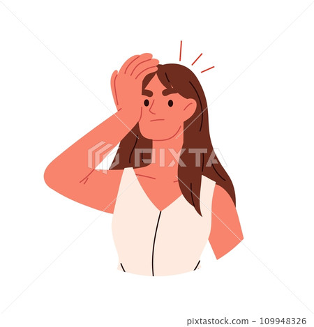 Sick Person Character Set. Woman with influenza and flu symptoms. Characters with fever, headache, and cold. Flat illustrations isolated on white background. Sick Person Character Set. Woman with influenza and flu symptoms. Characters with fever, headache, and cold. Flat illustrations isolated on white background. 109948326