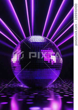 Abstract background illustration. Sparkling disco ball glows neon. Nightlife bright and party. 109948400
