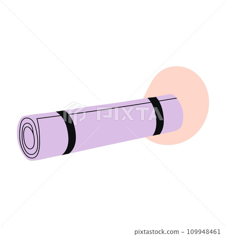 Athletic collection featuring key sport and gym equipment. Essential items yoga mats, dumbbells, and athlete bags showcased . Flat vector illustration isolated on white background. 109948461