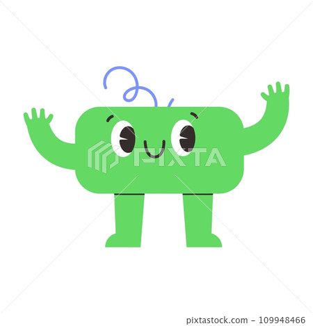 Playful shapes and figures, blending abstract designs with cartoon faces. Collection for children, showcasing fun elements and cute monsters. Flat vector illustration isolated on white background. Playful shapes and figures, blending abstract designs with cartoon faces. Collection for children, showcasing fun elements and cute monsters. Flat vector illustration isolated on white background. 109948466