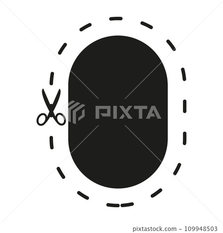 Cut line icon with scissor, cut here guidance, scissors and dash. Coupon mark and symbol for cropping, signifying voucher. Flat vector illustrations isolated in background. 109948503