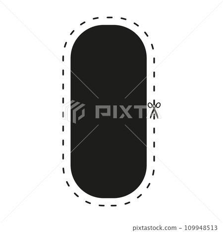 Cut line icon with scissor, cut here guidance, scissors and dash. Coupon mark and symbol for cropping, signifying voucher. Flat vector illustrations isolated in background. 109948513