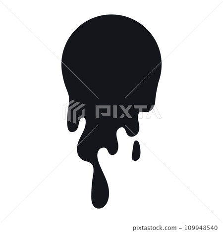 Black melt drips. Current paint or blood drop, oil flow, liquid caramel, ink, chocolate sauce splash. Vector illustration 109948540