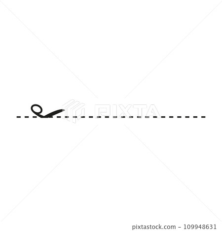 Cut line icon with scissor, cut here guidance, scissors and dash. Coupon mark and symbol for cropping, signifying voucher. Flat vector illustrations isolated in background. Cut line icon with scissor, cut here guidance, scissors and dash. Coupon mark and symbol for cropping, signifying voucher. Flat vector illustrations isolated in background. 109948631