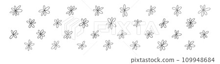 Cute hand drawn doodle of spring flowers, simple and abstract floral pattern. Flat vector illustration isolated on white background. 109948684