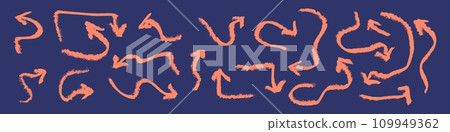 Doodle emphasis arrow icon. Design quirky twist zigzag line, spring coil, curve wave. Vector Doodle emphasis arrow icon. Design quirky twist zigzag line, spring coil, curve wave. Vector 109949362