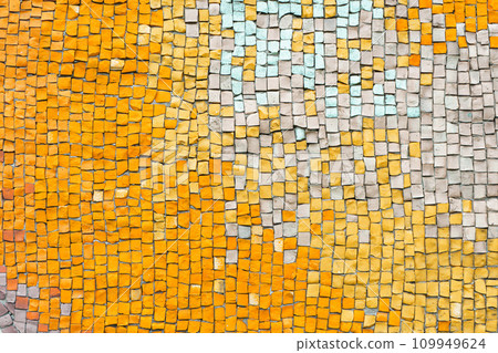 Abstract mosaic ceramic tile background, pattern of orange and white tiles, wall decor Abstract mosaic ceramic tile background, pattern of orange and white tiles, wall decor 109949624