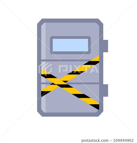 Bunker door. Protection bomb shelter, base entrance illustration. Secret military closed station. Protect gateway, steel building isolated on white background 109949902