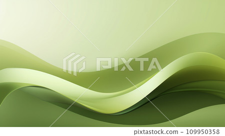 Abstract satin green olive waves design with smooth curves and soft shadows on clean modern background. Generative AI 109950358