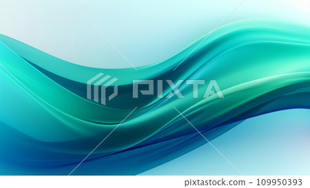 Abstract luxury peppermint blue waves design with smooth curves and soft shadows on clean modern background. Generative AI 109950393