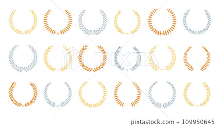 Vector ranking material set of laurel wreaths with various designs/gradient 109950645