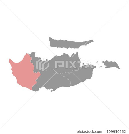 Paphos district map, administrative division of Republic of Cyprus. Vector illustration. 109950662