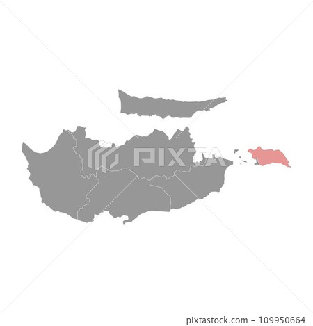 Famagusta district map, administrative division of Republic of Cyprus. Vector illustration. Famagusta district map, administrative division of Republic of Cyprus. Vector illustration. 109950664
