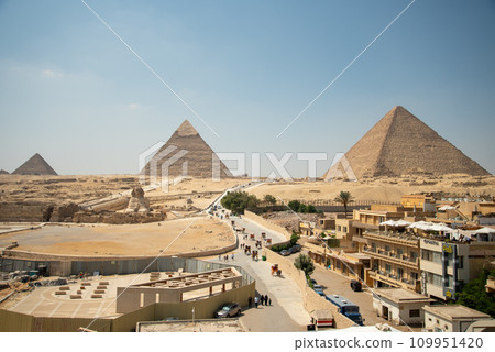 Beautiful scenery of the three great pyramids of Giza in Egypt Beautiful scenery of the three great pyramids of Giza in Egypt 109951420