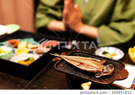 Dried horse mackerel Japanese food rice 109951652
