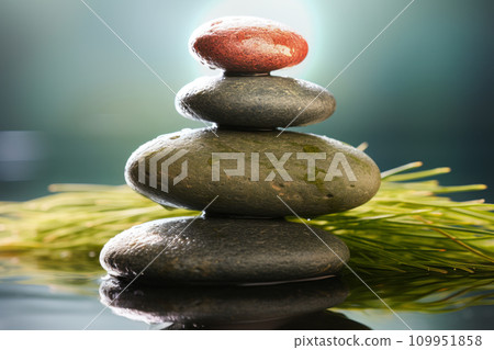 Zen stones with customizable space for text. Copy space 109951858