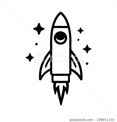 Rocket ship with stars, isolated on white background. Vector illustration. 109952110
