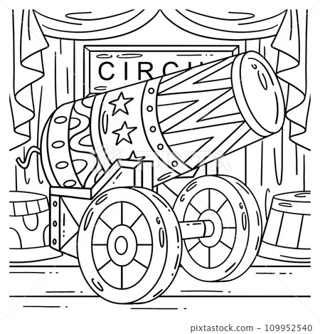 Circus Cannonball Coloring Page for Kids 109952540