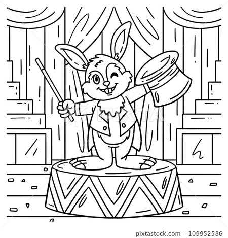 Circus Magician Rabbit Coloring Page for Kids Circus Magician Rabbit Coloring Page for Kids 109952586