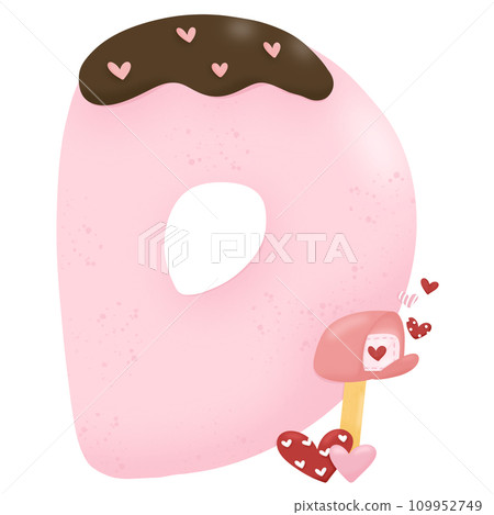 Cute hand drawn alphabet letter D with heart of Valentine day concept PNG Cute hand drawn alphabet letter D with heart of Valentine day concept PNG 109952749