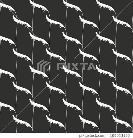 Monochrome eamless pattern with black wild flowers silhouettes on white background Monochrome eamless pattern with black wild flowers silhouettes on white background 109953193
