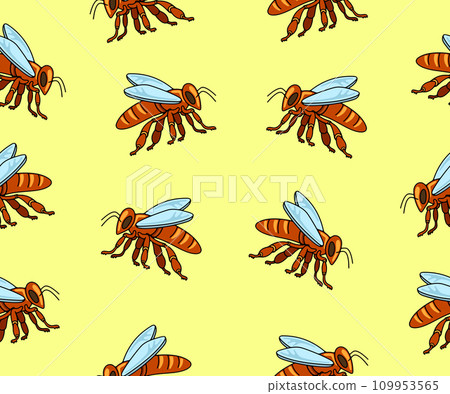 Bee, insect, animal, apiary and beekeeping, seamless vector background and pattern. Honey bee, bee-garden and apiculture, vector design and illustration Bee, insect, animal, apiary and beekeeping, seamless vector background and pattern. Honey bee, bee-garden and apiculture, vector design and illustration 109953565