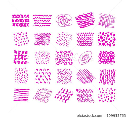 Ink hand drawn squiggle pink texture set Ink hand drawn squiggle pink texture set 109953763