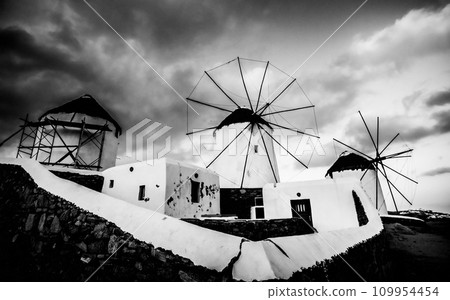 Small windmills in black and white Small windmills in black and white 109954454