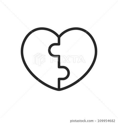 Heart with Puzzle Inside Icon - Linear Vector Pictogram for Love Connection, Relationship Unity, Jigsaw Match, and Intricate Valentine's Day Design Heart with Puzzle Inside Icon - Linear Vector Pictogram for Love Connection, Relationship Unity, Jigsaw Match, and Intricate Valentine's Day Design 109954682
