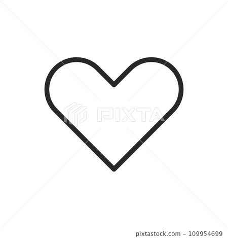 Simple Line Heart Icon - Linear Vector Pictogram for Elegant Minimalist Love Symbol. Simple Line Heart Icon - Linear Vector Pictogram for Elegant Minimalist Love Symbol. 109954699
