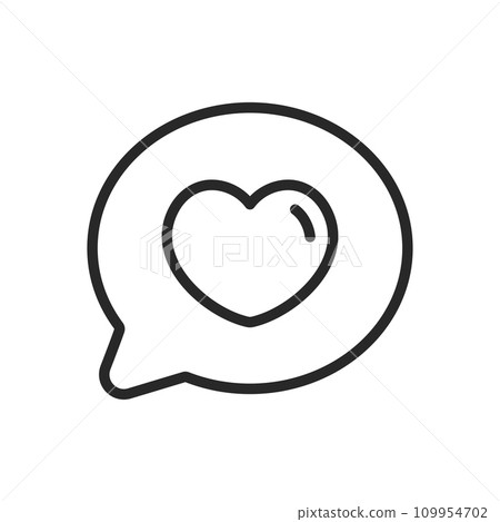 Love Chat Text Bubble Icon - Heart in Speech Bubble Linear Vector Pictogram for Romantic Communication, Messaging, and Valentine's Day Love Texting. Love Chat Text Bubble Icon - Heart in Speech Bubble Linear Vector Pictogram for Romantic Communication, Messaging, and Valentine's Day Love Texting. 109954702