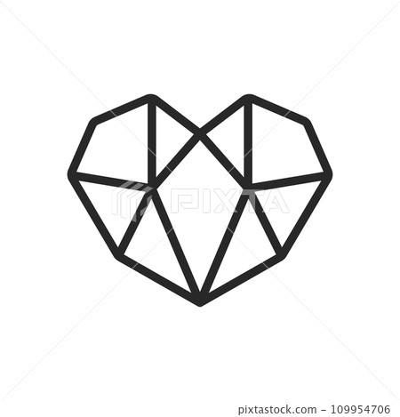 Geometric Heart Icon - Abstract Triangular Linear Vector Pictogram for Valentine's Day and Contemporary Art Illustrations 109954706