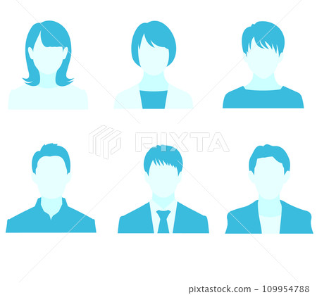簡單的男性和女性上半身圖示插圖集 簡單的男性和女性上半身圖示插圖集 109954788