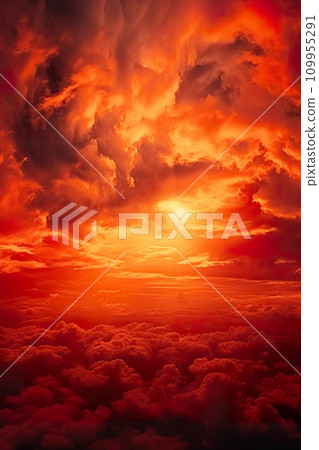 AI-generated content. dramatic orange and red clouds, sunrise heaven background AI-generated content. dramatic orange and red clouds, sunrise heaven background 109955291